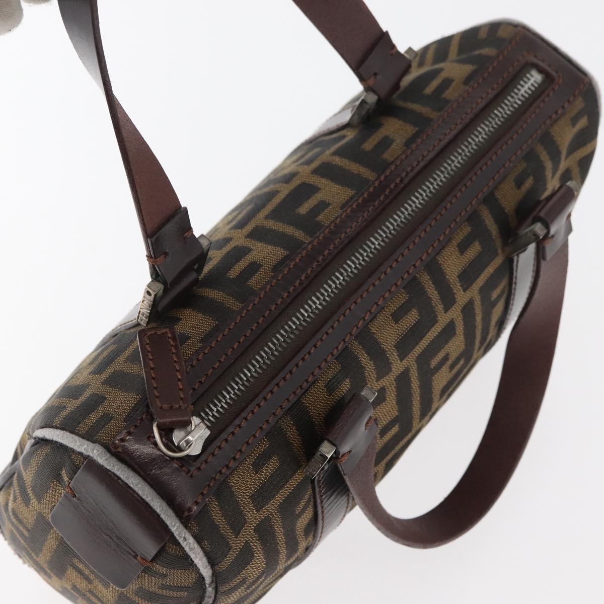 FENDI Zucca Canvas Hand Bag Black Brown Auth mr2208
