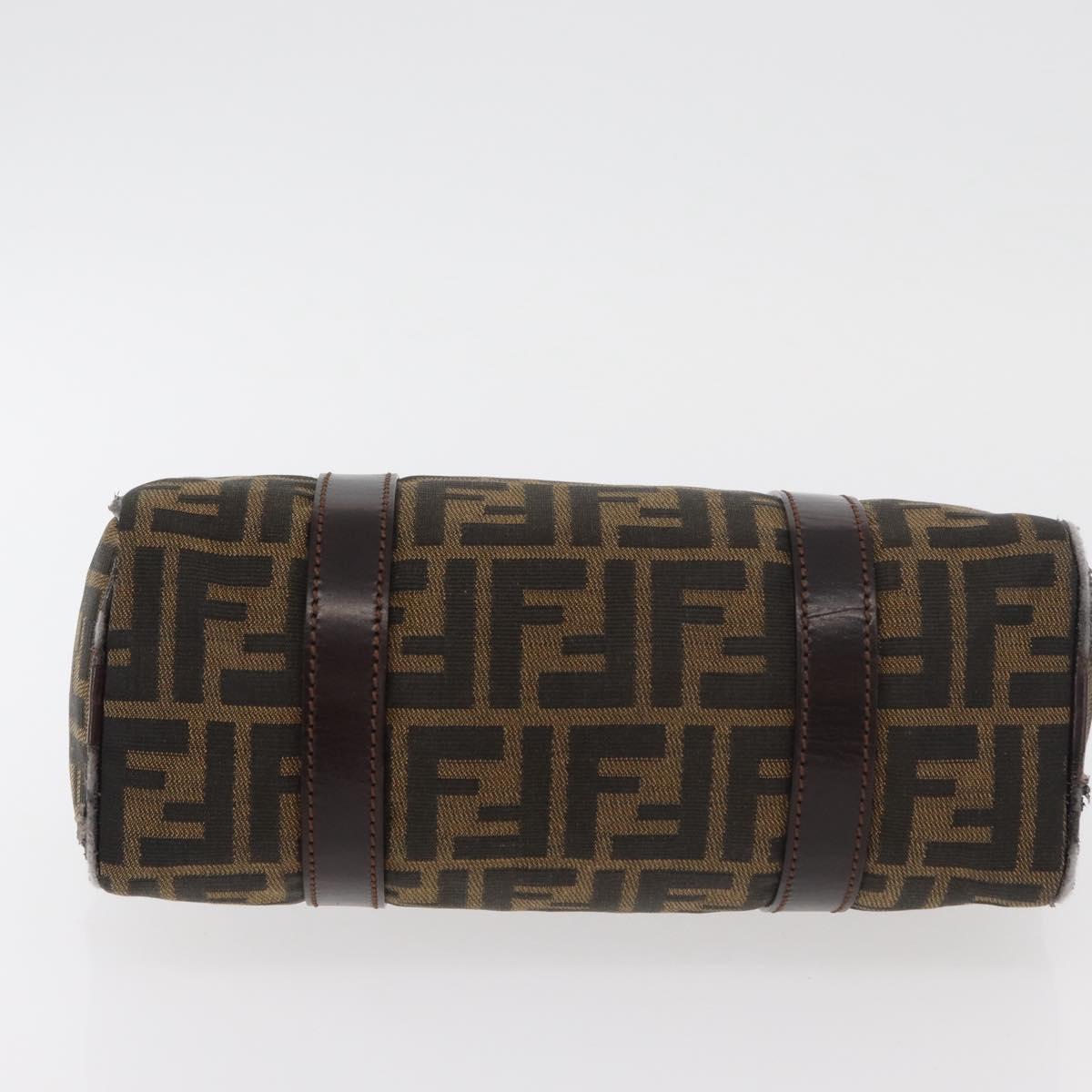 FENDI Zucca Canvas Hand Bag Black Brown Auth mr2208