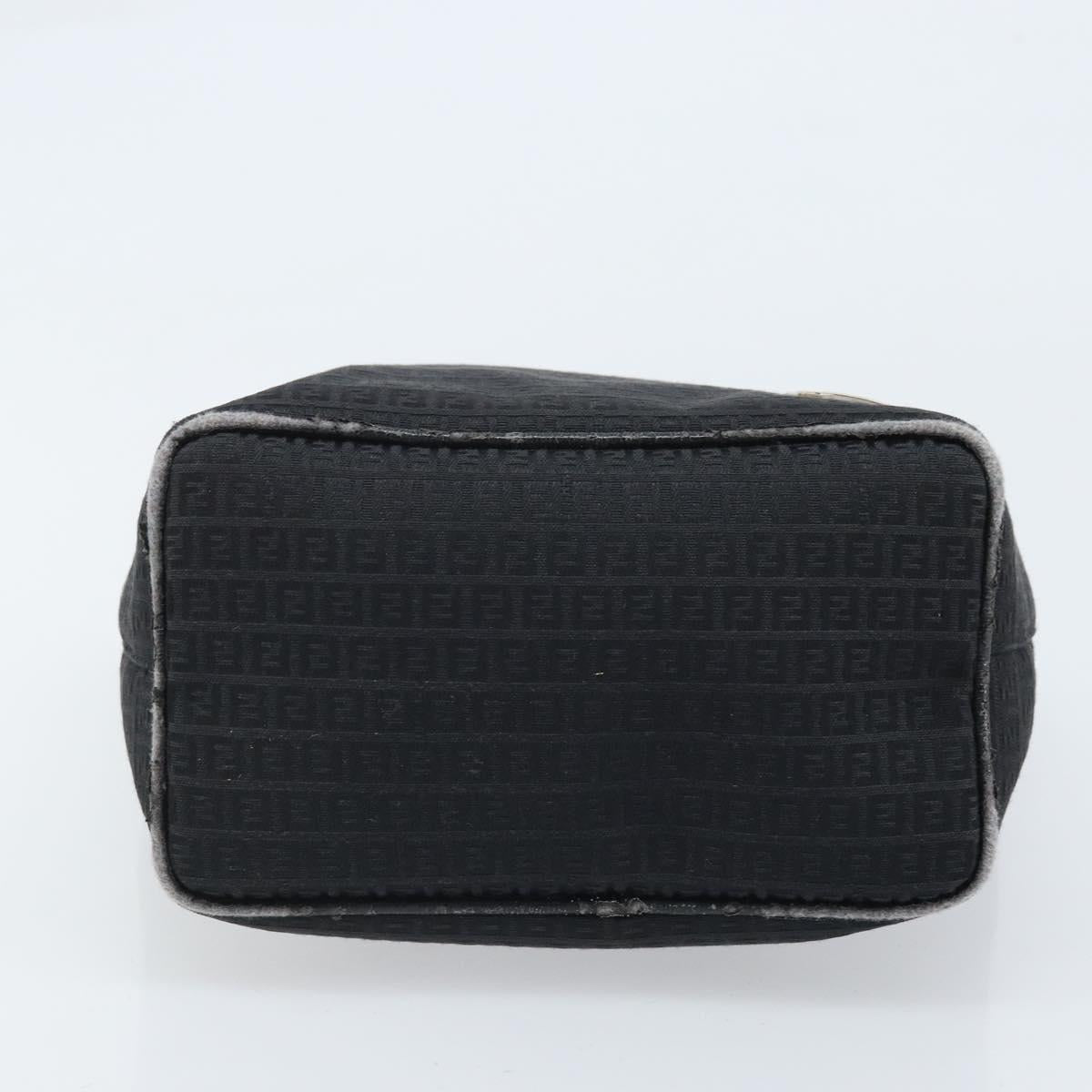 FENDI Zucchino Canvas Tote Bag Black Silver Auth mr2209