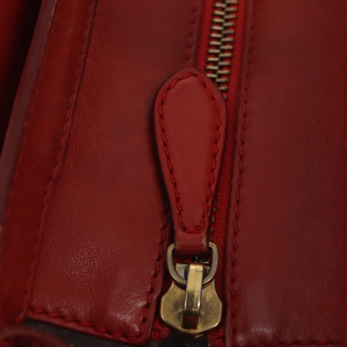 CELINE Micro Shopper Hand Bag Leather Red Gold Auth mr2211