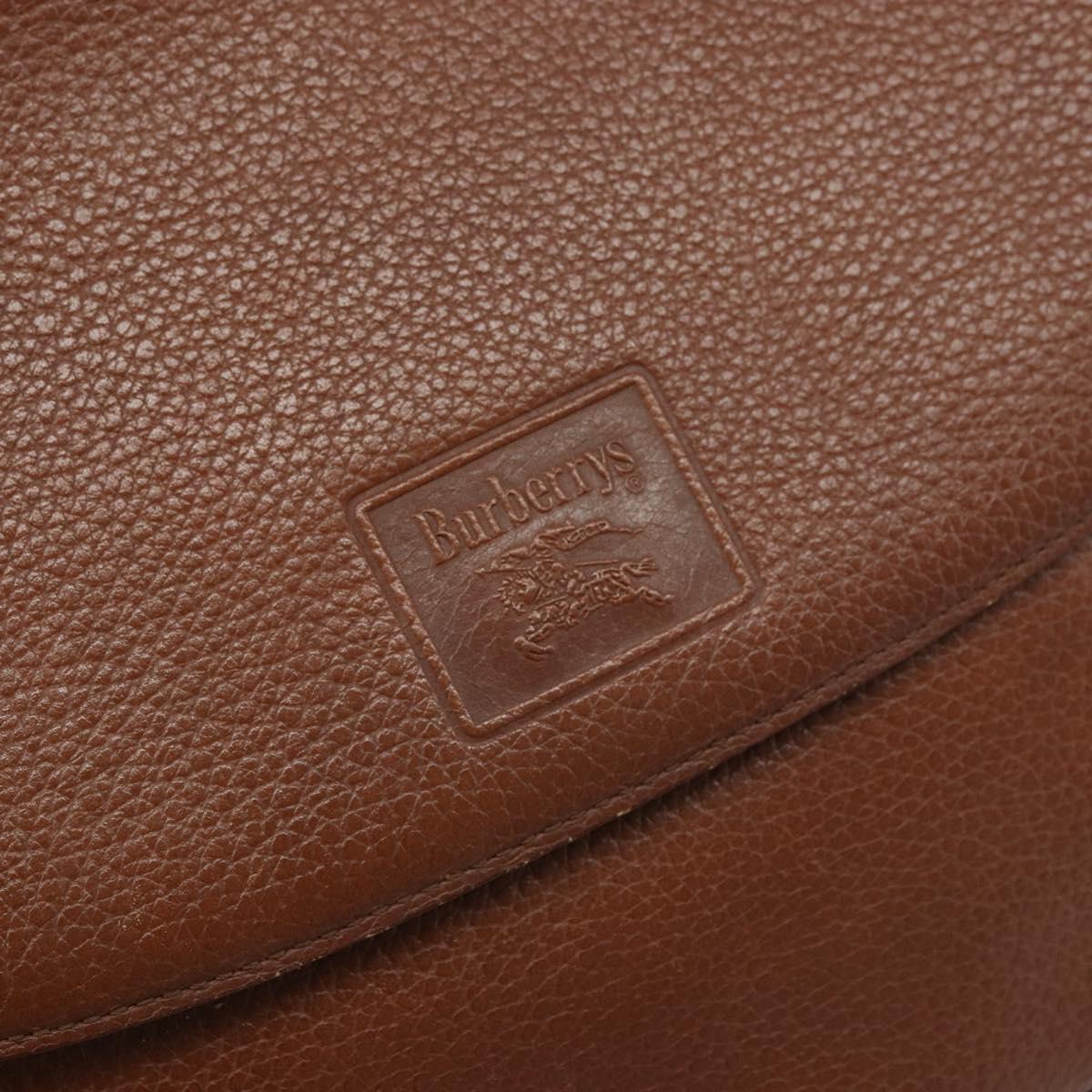 Burberrys Shoulder Bag Leather 2way Brown Gold Auth mr2215
