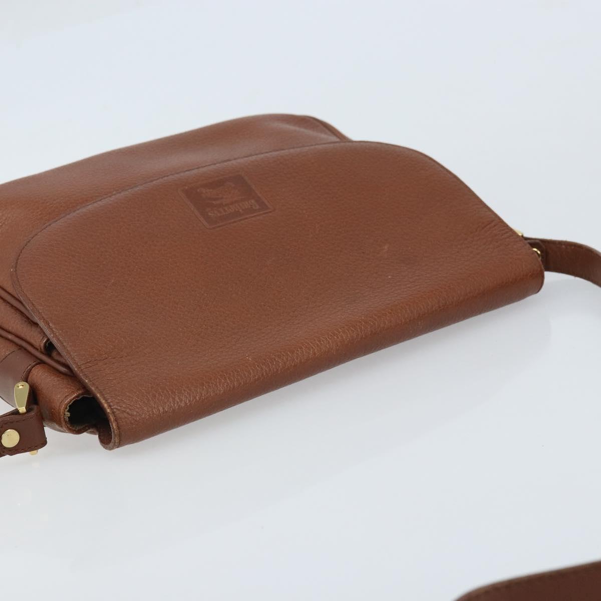 Burberrys Shoulder Bag Leather 2way Brown Gold Auth mr2215