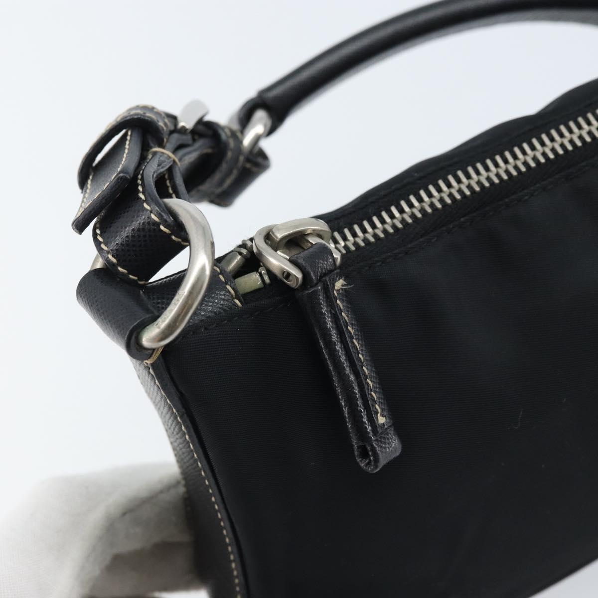 PRADA Shoulder Bag Nylon Black Silver Auth mr2217A