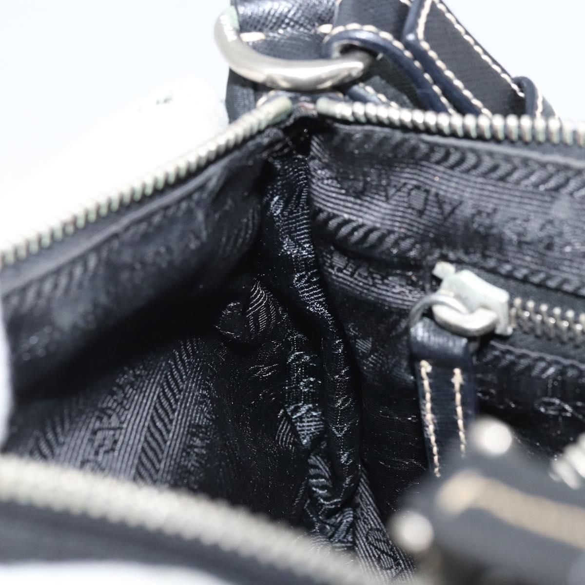 PRADA Shoulder Bag Nylon Black Silver Auth mr2217A