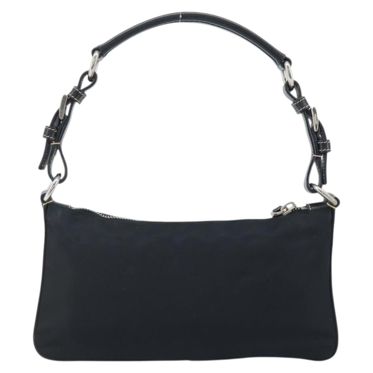 PRADA Shoulder Bag Nylon Black Silver Auth mr2217A