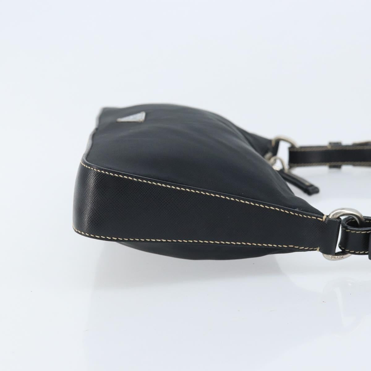 PRADA Shoulder Bag Nylon Black Silver Auth mr2217A