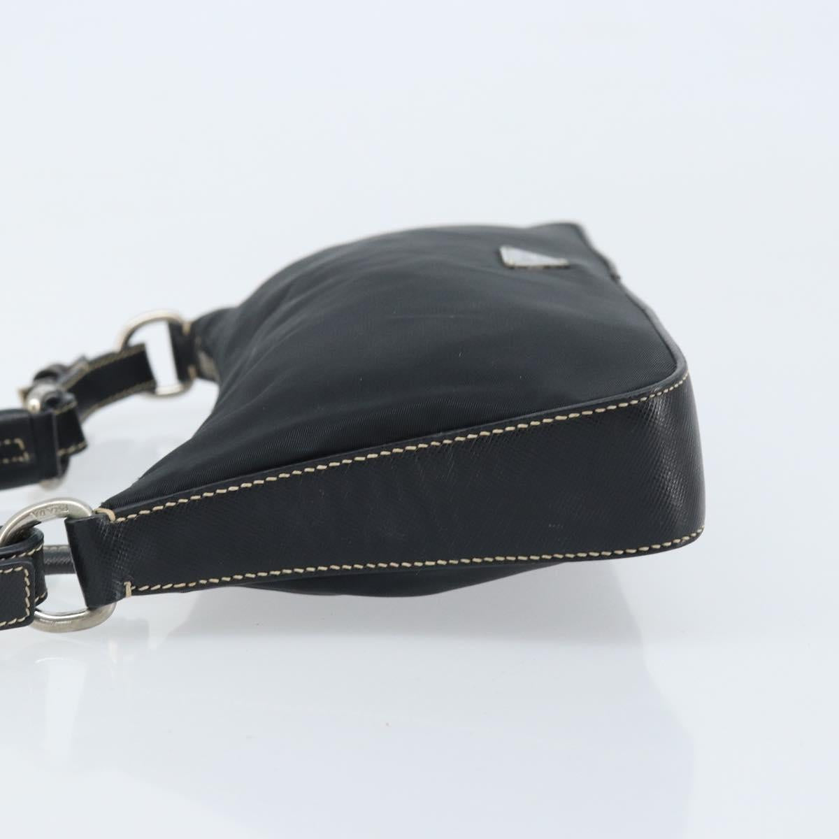 PRADA Shoulder Bag Nylon Black Silver Auth mr2217A