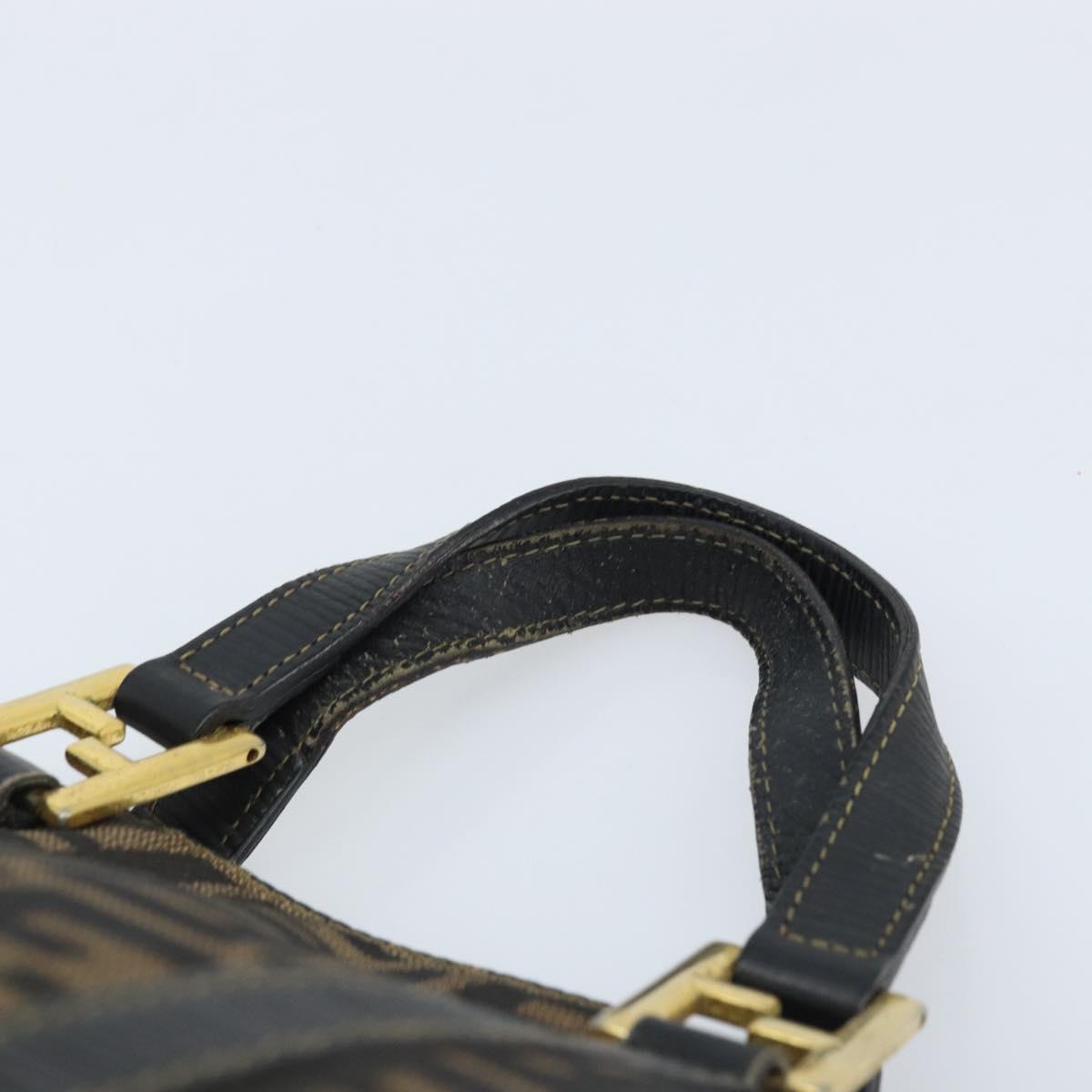 FENDI Zucca Canvas Hand Bag Brown Black Auth mr2221