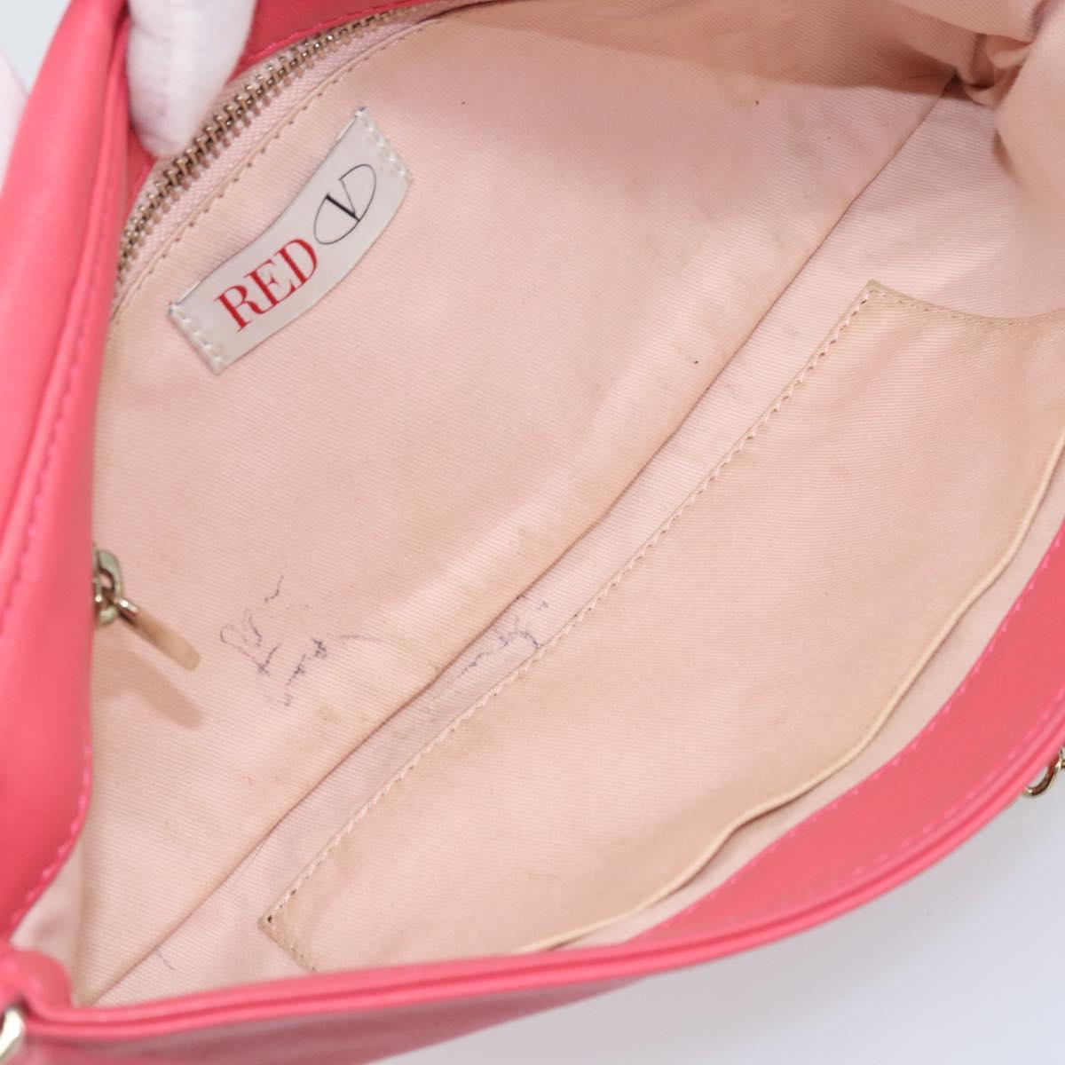 VALENTINO Chain Shoulder Bag Leather Pink Gold Auth mr2223