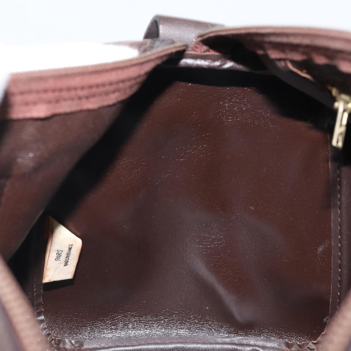 Christian Dior Trotter Canvas Hand Bag Brown Gold Auth mr2225A