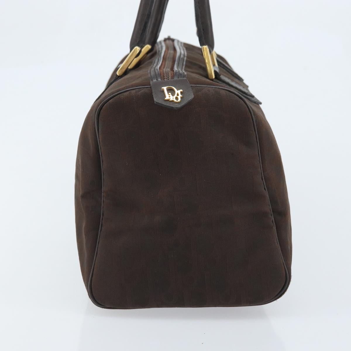 Christian Dior Trotter Canvas Hand Bag Brown Gold Auth mr2225A