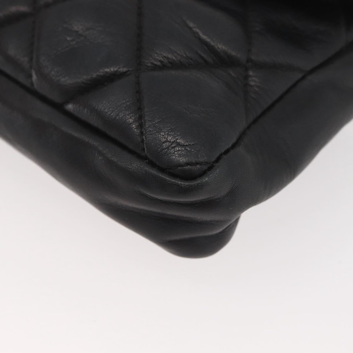 CHANEL Matelasse Waist bag Lamb Skin Black Gold CC Auth mr2227