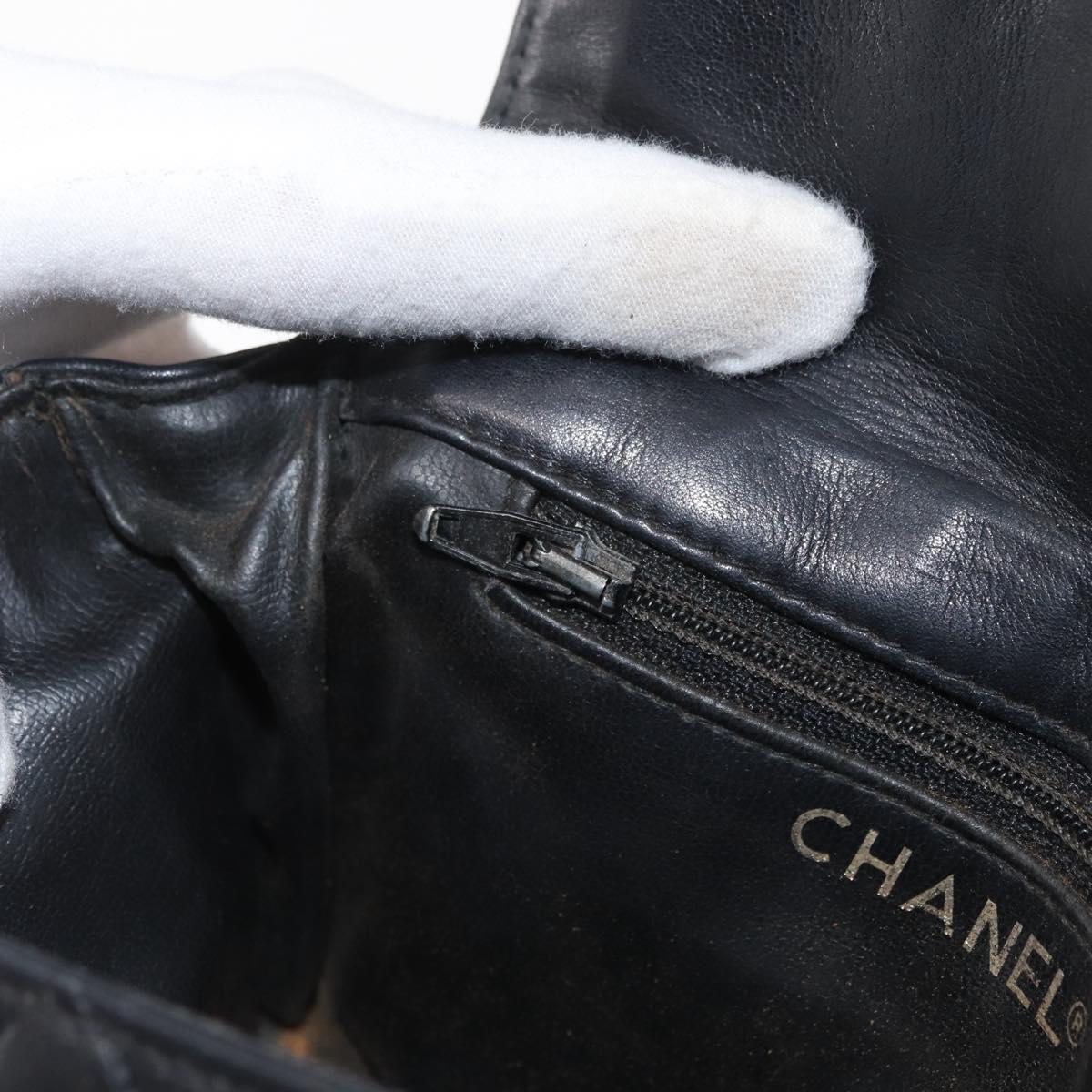 CHANEL Matelasse Waist bag Lamb Skin Black Gold CC Auth mr2227