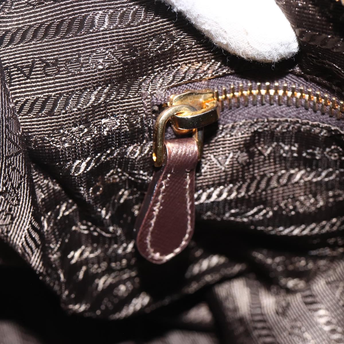 PRADA Shoulder Bag Nylon Khaki Gold Auth mr2228