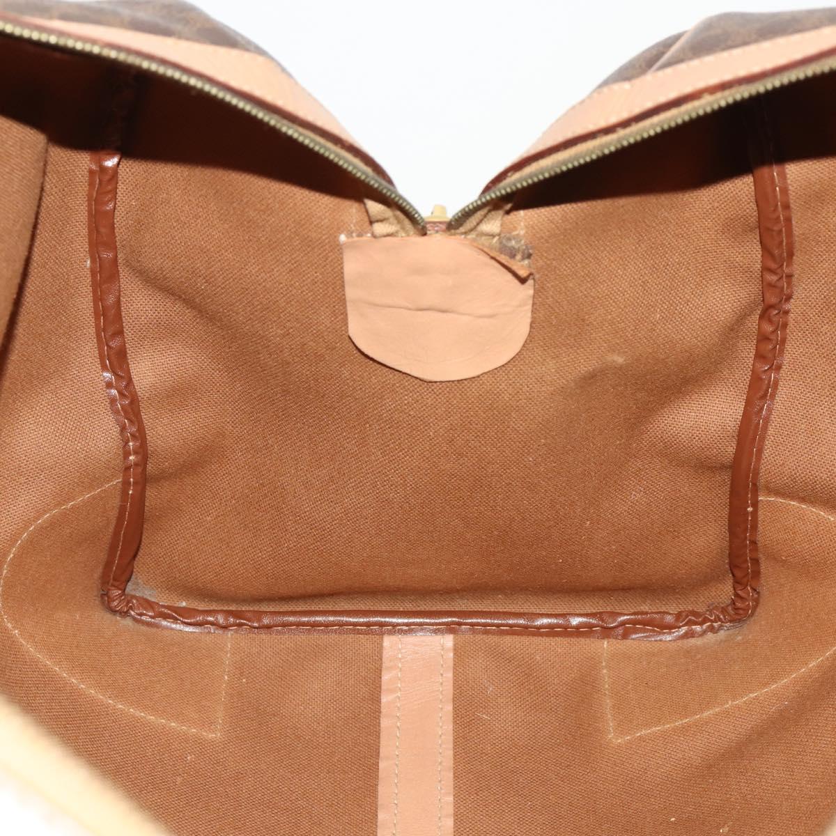 CELINE Macadam Canvas Boston Bag PVC Leather Brown Gold Auth mr2233