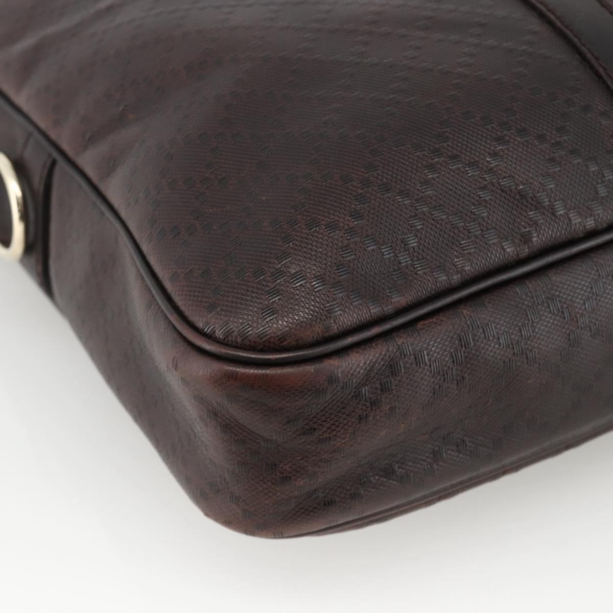 GUCCI Diamante Business Bag Leather Brown Silver 201480 Auth mr2237