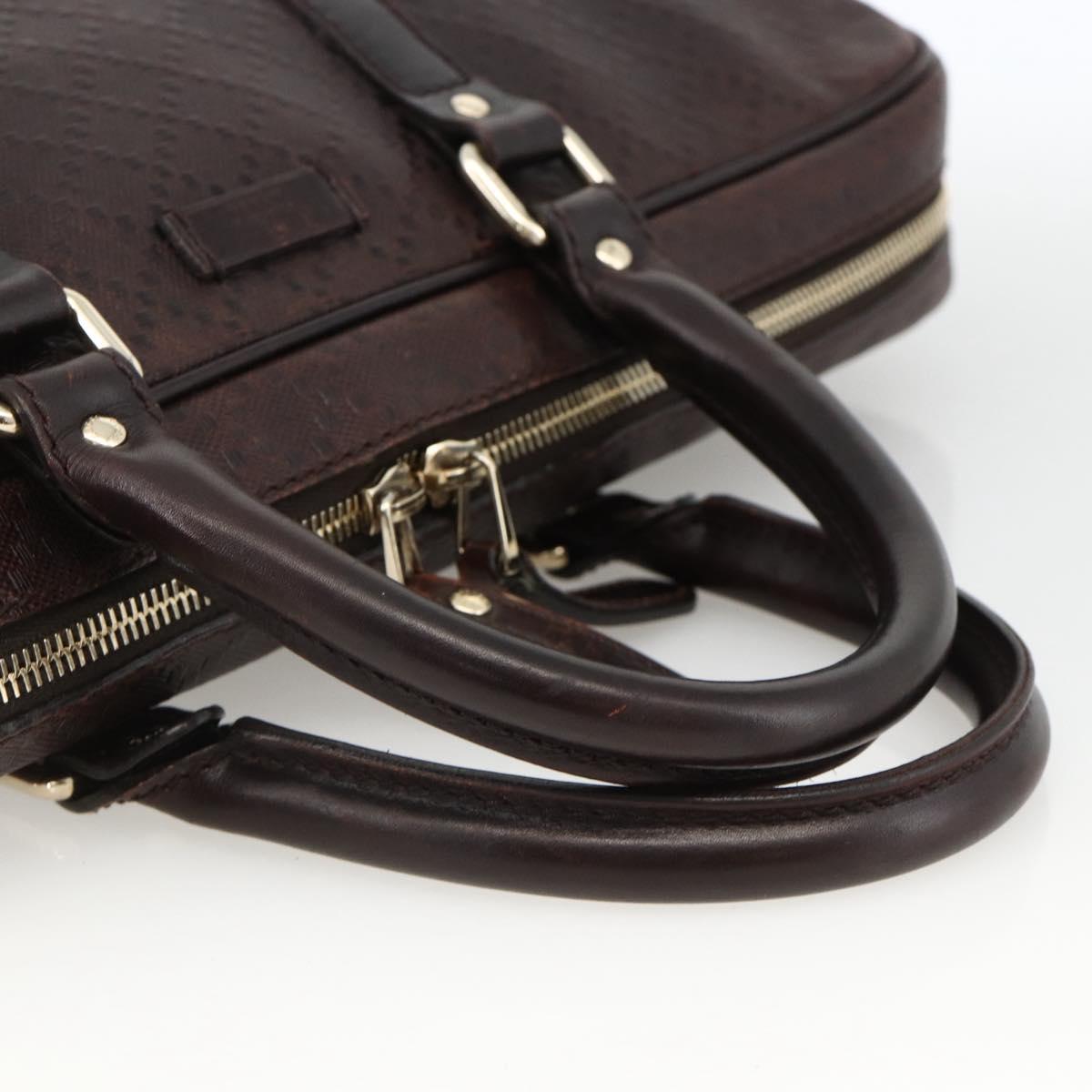 GUCCI Diamante Business Bag Leather Brown Silver 201480 Auth mr2237