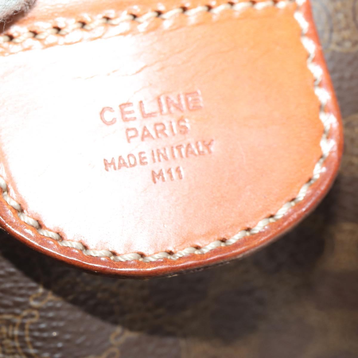 CELINE Macadam Canvas Boston Bag PVC Leather Brown Gold Auth mr2241