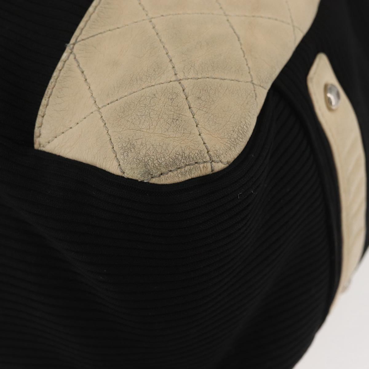 CHANEL Sports Hand Bag Canvas Black Silver CC Auth mr2244