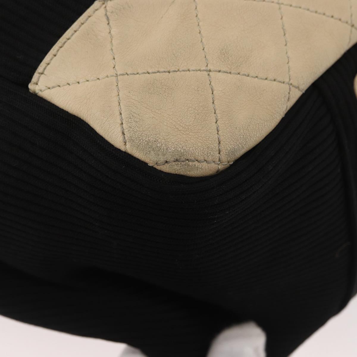 CHANEL Sports Hand Bag Canvas Black Silver CC Auth mr2244