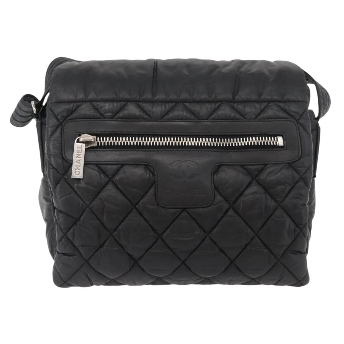 CHANEL Cococoon Shoulder Bag Nylon Black CC Auth mr2250V