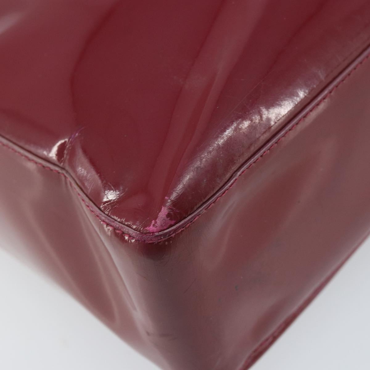 CHANEL Tote Bag Patent leather Red Gold CC Auth mr2255