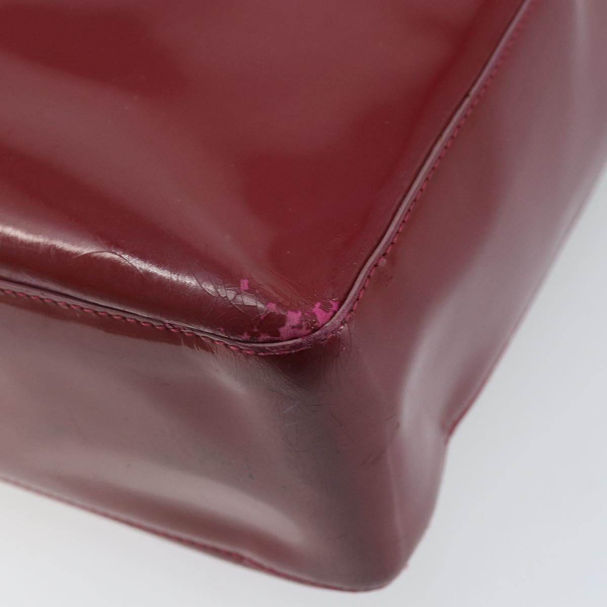 CHANEL Tote Bag Patent leather Red Gold CC Auth mr2255