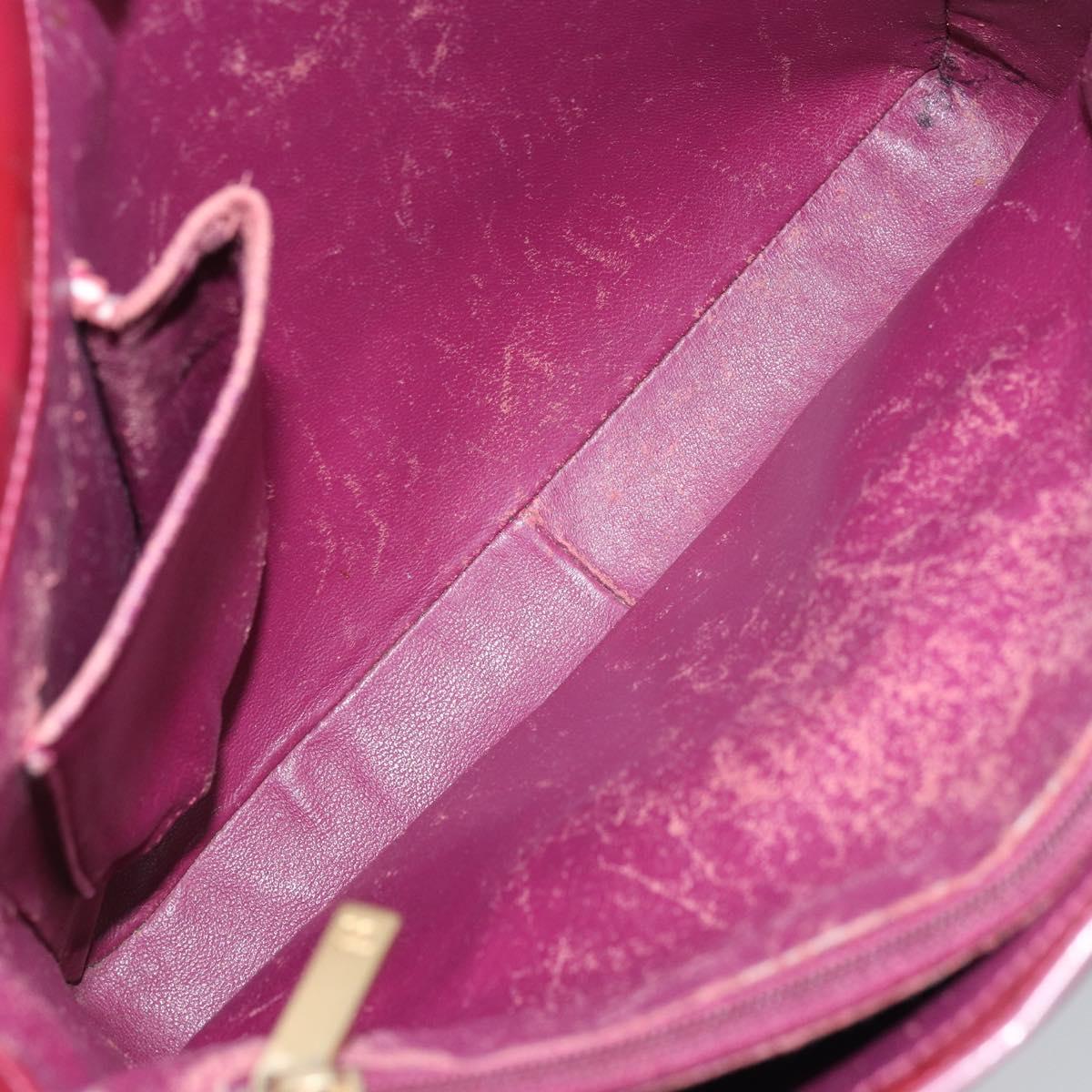 CHANEL Tote Bag Patent leather Red Gold CC Auth mr2255