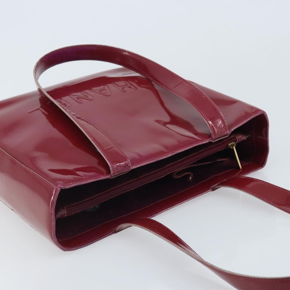 CHANEL Tote Bag Patent leather Red Gold CC Auth mr2255