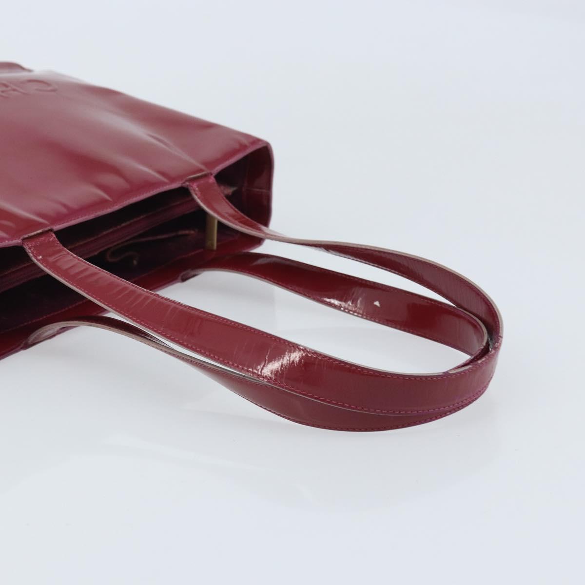 CHANEL Tote Bag Patent leather Red Gold CC Auth mr2255