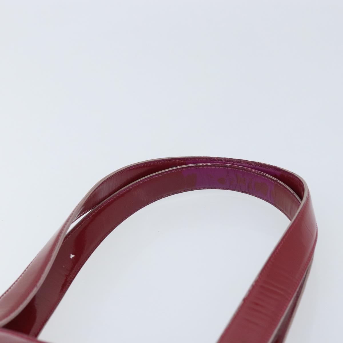 CHANEL Tote Bag Patent leather Red Gold CC Auth mr2255