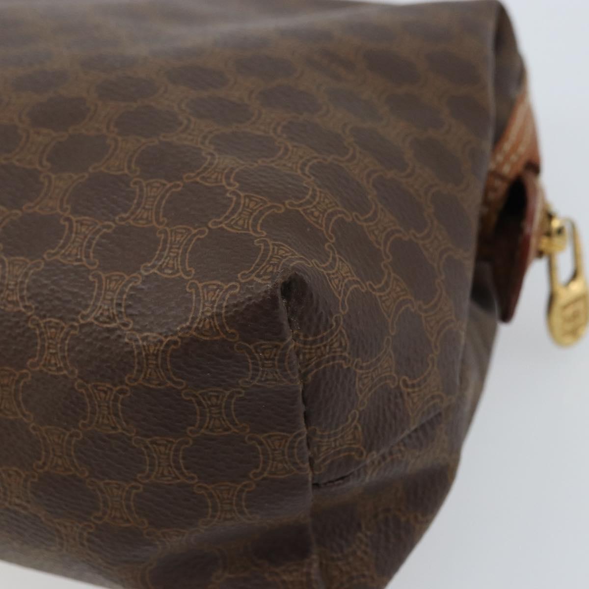 CELINE Macadam Canvas Pouch PVC Leather Brown Gold Auth mr2257