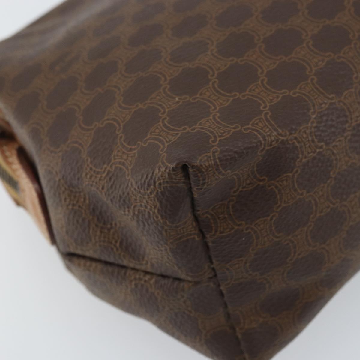 CELINE Macadam Canvas Pouch PVC Leather Brown Gold Auth mr2257