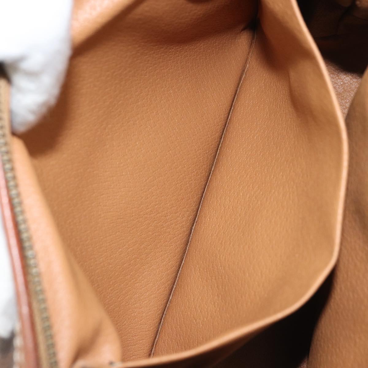 CELINE Macadam Canvas Pouch PVC Leather Brown Gold Auth mr2257