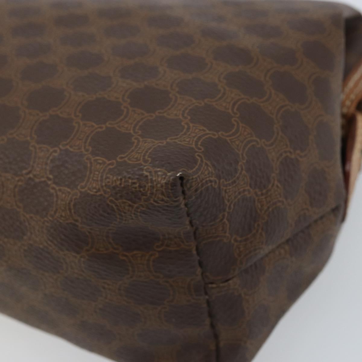CELINE Macadam Canvas Pouch PVC Leather Brown Gold Auth mr2257