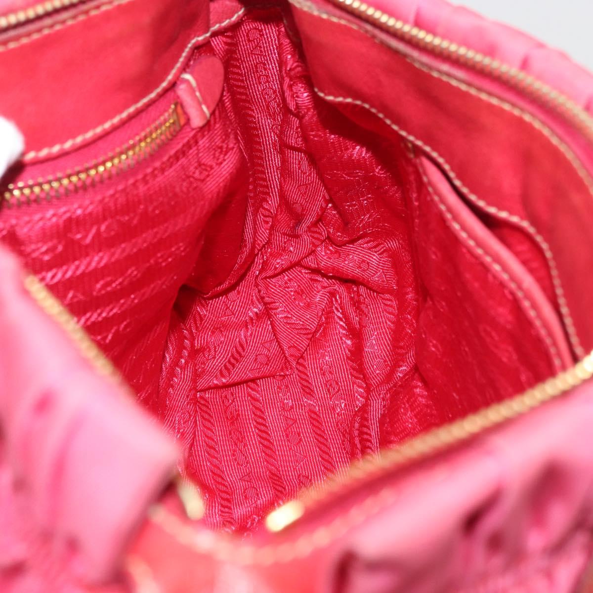 PRADA Shoulder Bag Nylon Leather 2way Pink Gold Auth mr2258
