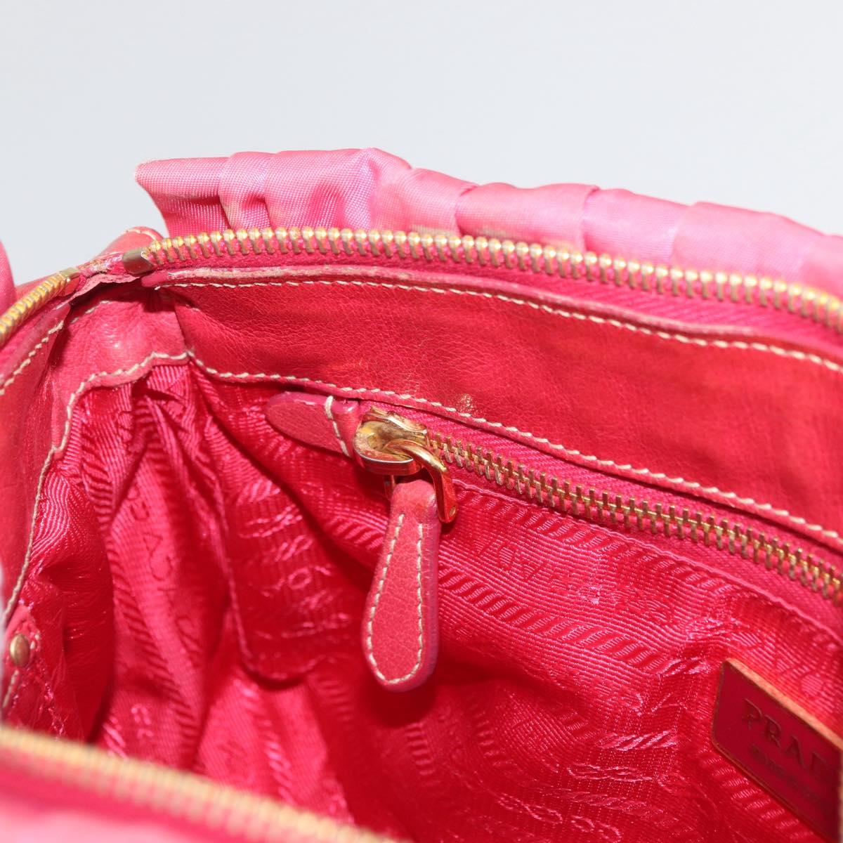 PRADA Shoulder Bag Nylon Leather 2way Pink Gold Auth mr2258