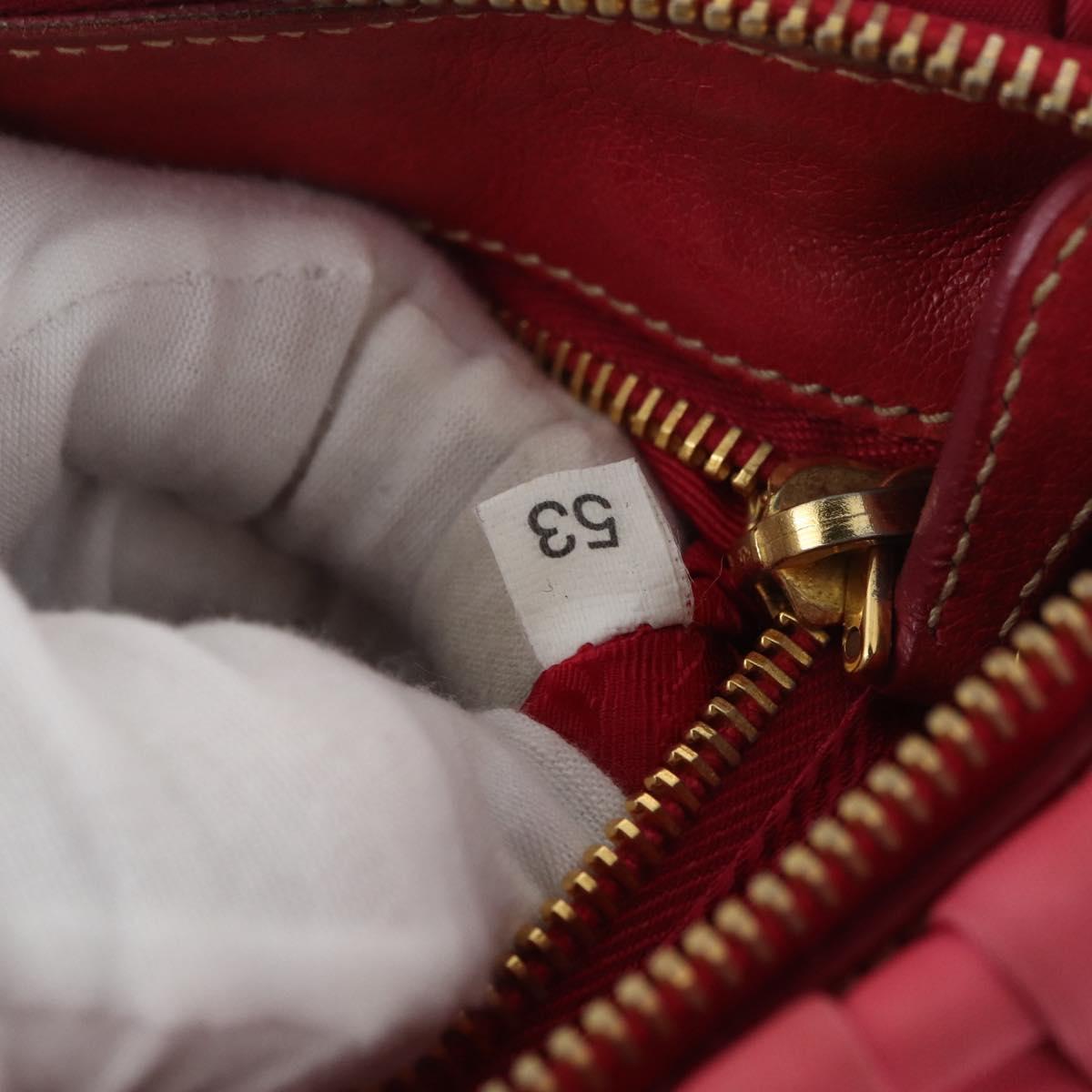 PRADA Shoulder Bag Nylon Leather 2way Pink Gold Auth mr2258