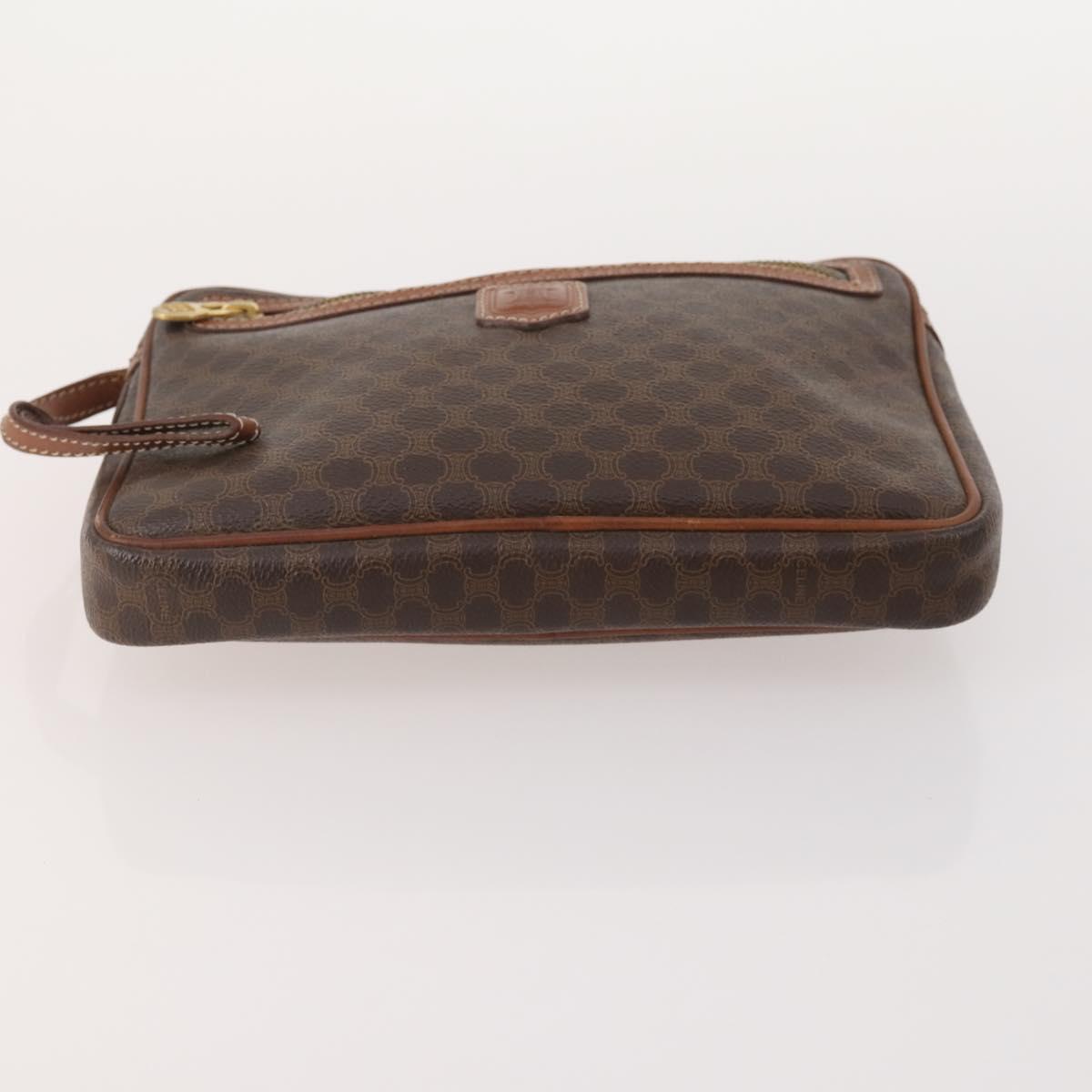 CELINE Macadam Canvas Clutch Bag PVC Leather 5 Set Brown Gold Auth mr2262
