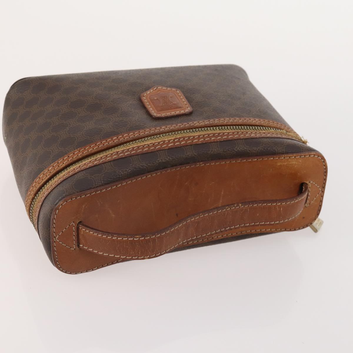 CELINE Macadam Canvas Clutch Bag PVC Leather 5 Set Brown Gold Auth mr2262