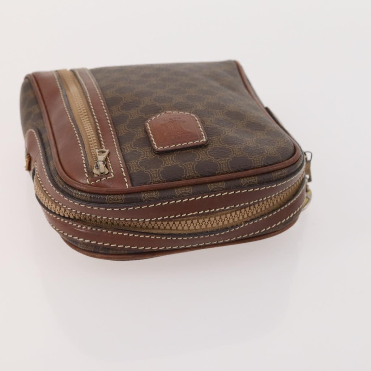 CELINE Macadam Canvas Clutch Bag PVC Leather 5 Set Brown Gold Auth mr2262