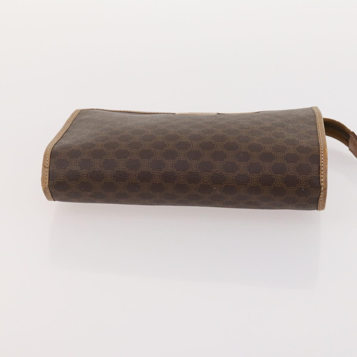 CELINE Macadam Canvas Clutch Bag PVC Leather 5 Set Brown Gold Auth mr2262