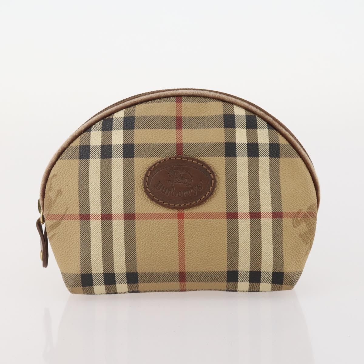 BURBERRY Nova Check Clutch Bag Canvas Leather 3 Set Beige Red Auth mr2263