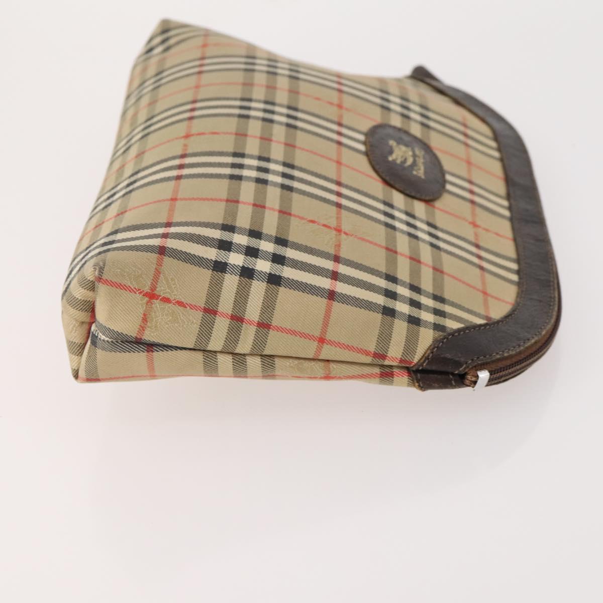 BURBERRY Nova Check Clutch Bag Canvas Leather 3 Set Beige Red Auth mr2263