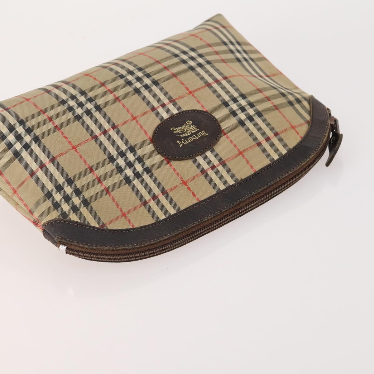 BURBERRY Nova Check Clutch Bag Canvas Leather 3 Set Beige Red Auth mr2263