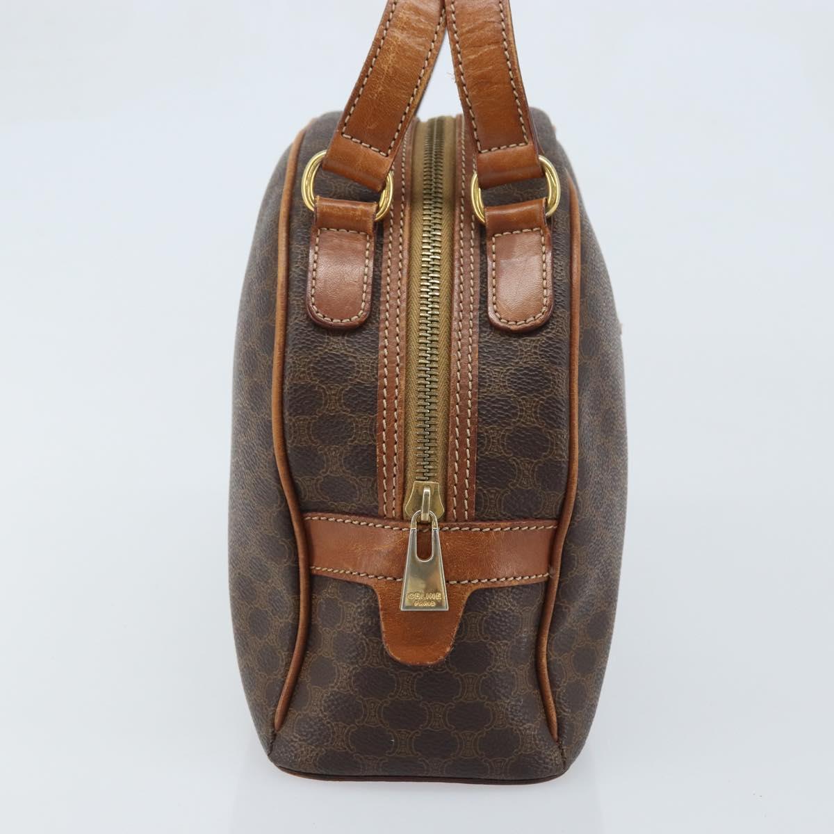 CELINE Macadam Canvas Hand Bag PVC Leather Brown Gold Auth mr2265