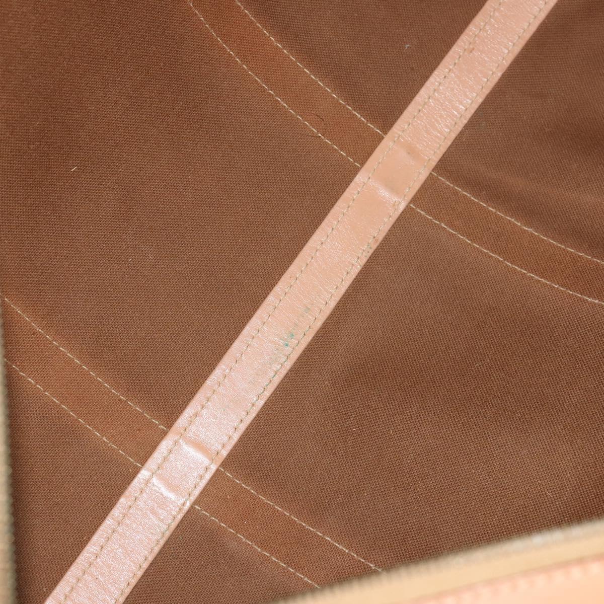 CELINE Macadam Canvas Boston Bag PVC Leather Brown Gold Auth mr2267