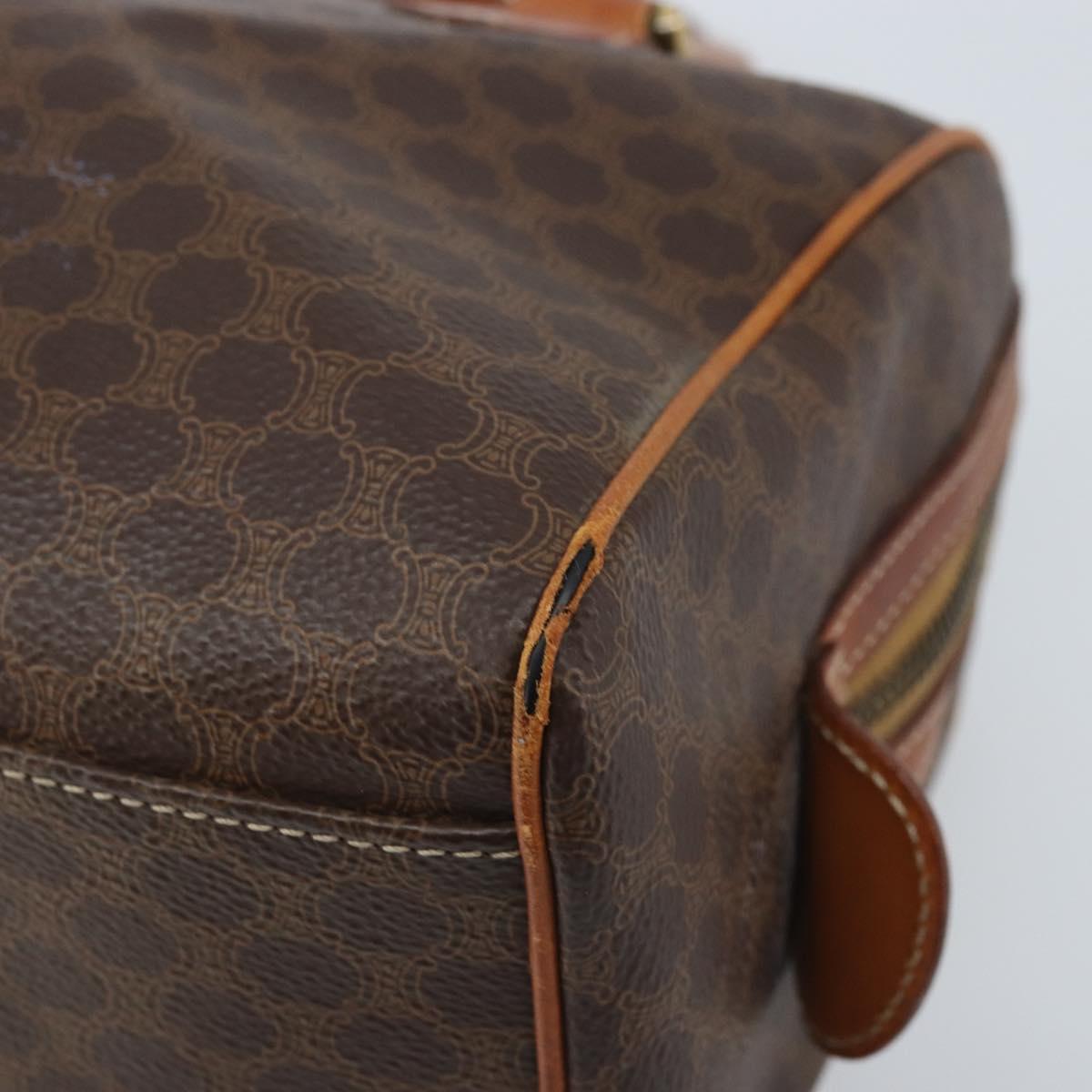 CELINE Macadam Canvas Hand Bag PVC Leather Brown Gold Auth mr2268