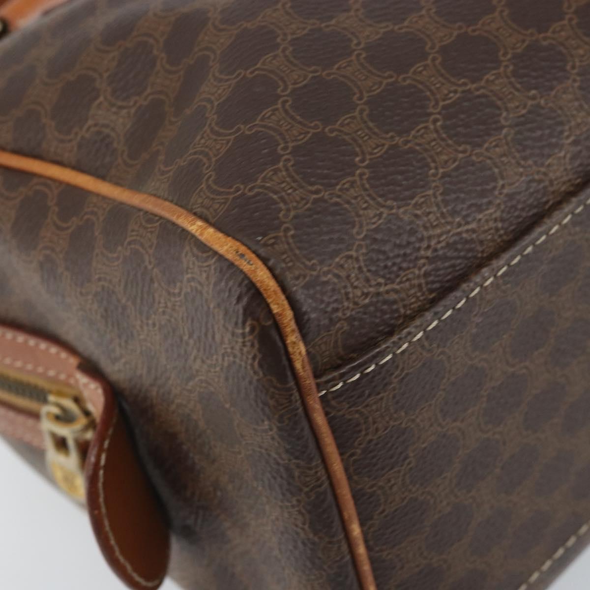CELINE Macadam Canvas Hand Bag PVC Leather Brown Gold Auth mr2268