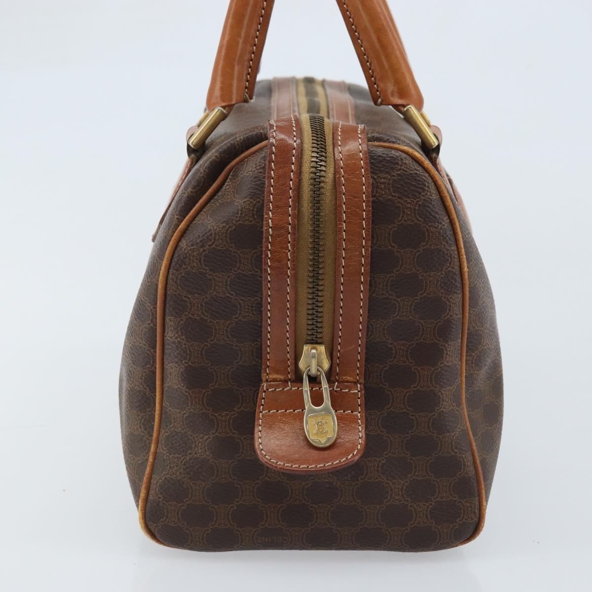 CELINE Macadam Canvas Hand Bag PVC Leather Brown Gold Auth mr2268